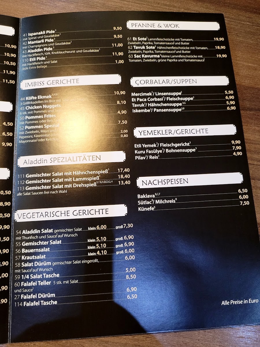 Menu Aladdin Ocakbası Restaurant Duisburg-10