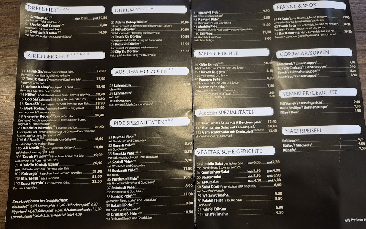 Menu Aladdin Ocakbası Restaurant Duisburg-5
