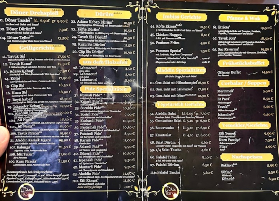 Menu Aladdin Ocakbası Restaurant Duisburg-6