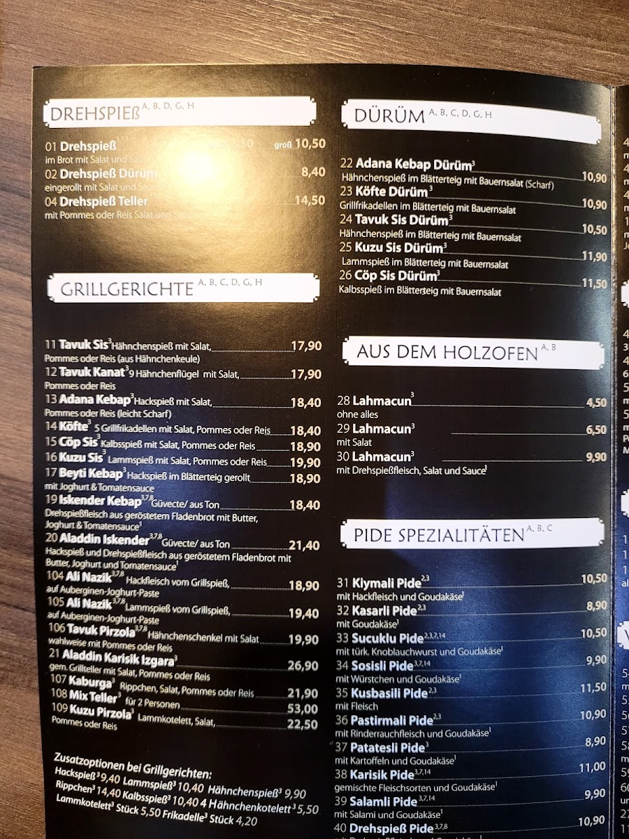 Menu Aladdin Ocakbası Restaurant Duisburg-7