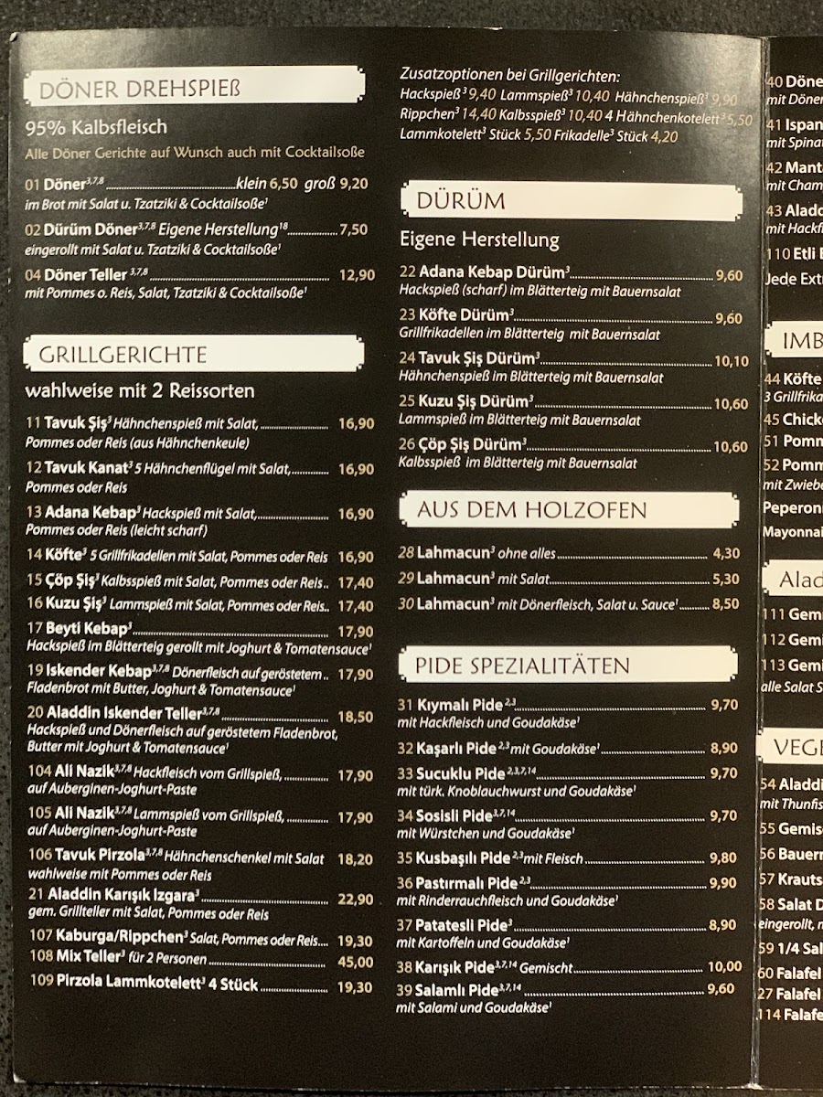 Menu Aladdin Ocakbası Restaurant Duisburg-9